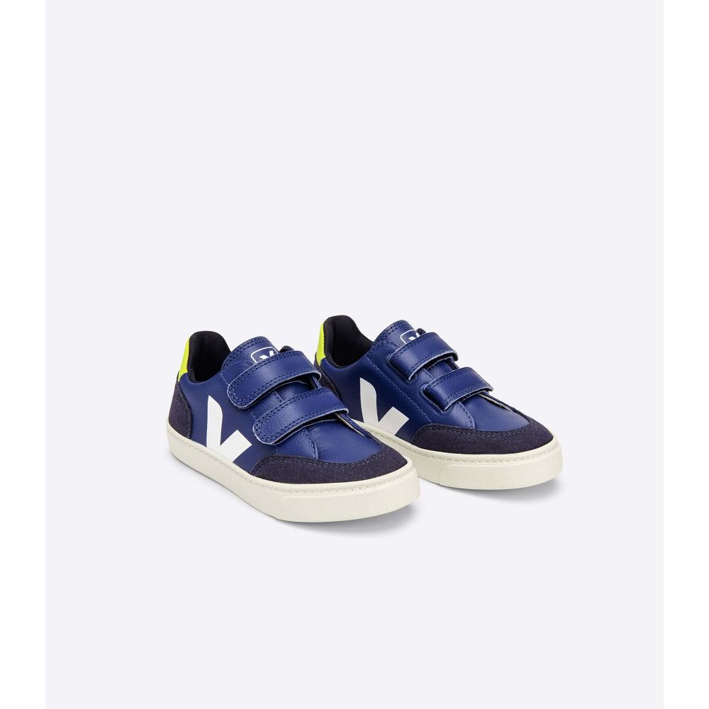 Kids' Veja V-12 CHROMEFREE Shoes Blue | SG 746XYU